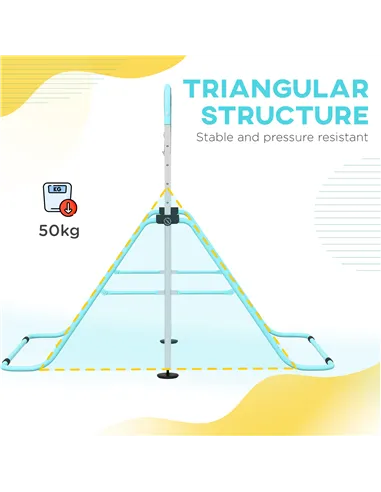 HOMCOM Adjustable Height, Foldable Kids Gymnastics Bar w/ Non-slip Rubber Floor Rings, for 3+ Years, Green