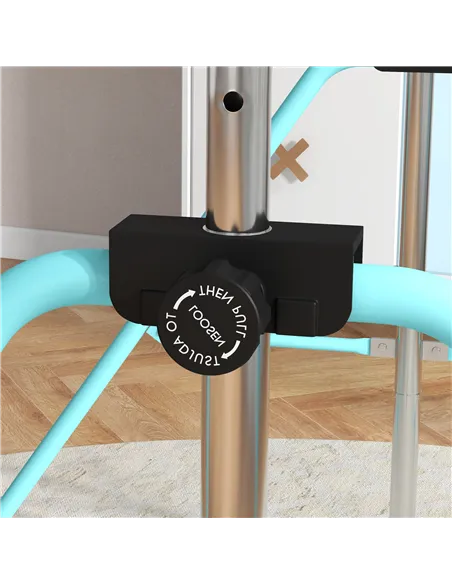HOMCOM Adjustable Height, Foldable Kids Gymnastics Bar w/ Non-slip Rubber Floor Rings, for 3+ Years, Green
