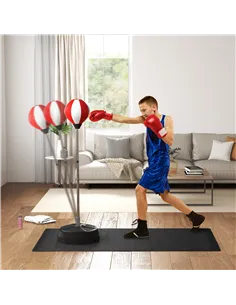 HOMCOM Punching Bag with Stand Boxing Bag Set with Adjustable Height, Red 2