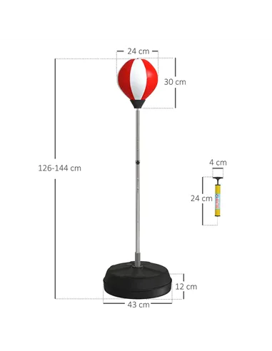 HOMCOM Punching Bag with Stand Boxing Bag Set with Adjustable Height, Red