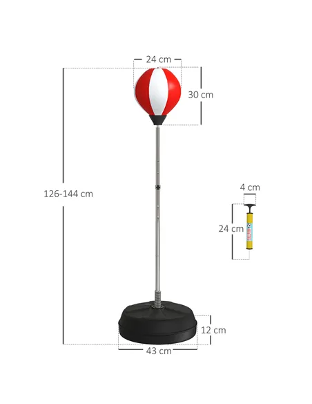 HOMCOM Punching Bag with Stand Boxing Bag Set with Adjustable Height, Red