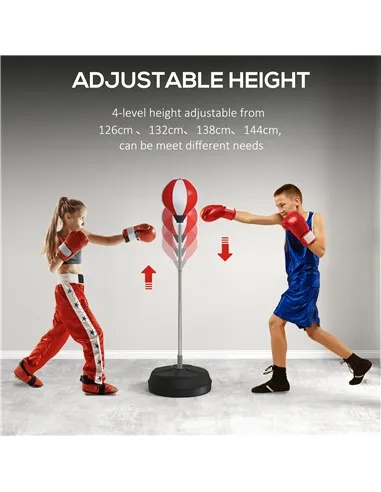 HOMCOM Punching Bag with Stand Boxing Bag Set with Adjustable Height, Red