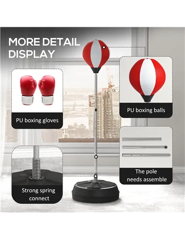 HOMCOM Punching Bag with Stand Boxing Bag Set with Adjustable Height, Red