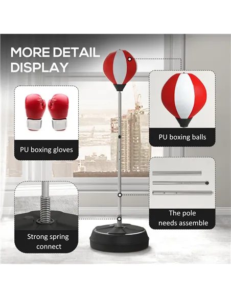 HOMCOM Punching Bag with Stand Boxing Bag Set with Adjustable Height, Red