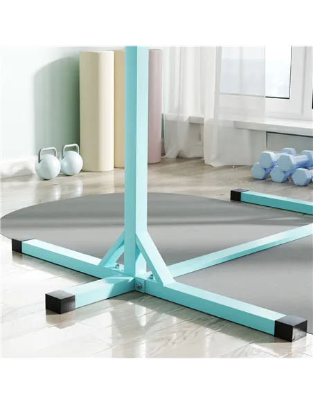 HOMCOM Height Adjustable Gymnastics Horizontal Bar for Kids, Children Junior Kip High Bar Fitness, Light Blue