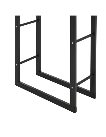 HOMCOM Metal Firewood Log Holder Tall Firewood Rack Indoor Outdoor Fireplace Wood Storage Shelf with Side Rails, Rust-Resistant,
