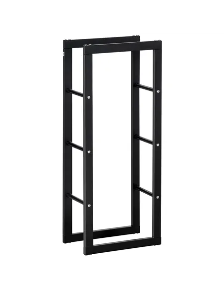 HOMCOM Metal Firewood Log Holder Tall Firewood Rack Indoor Outdoor Fireplace Wood Storage Shelf with Side Rails, Rust-Resistant,