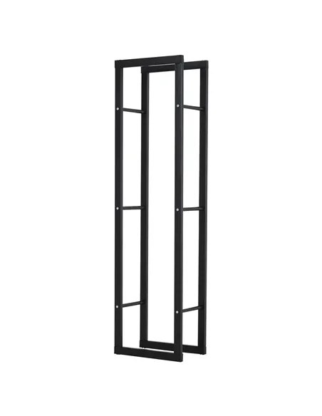 HOMCOM Metal Firewood Log Holder Tall Firewood Rack Indoor Outdoor Fireplace Wood Storage Shelf with Side Rails, Rust-Resistant,