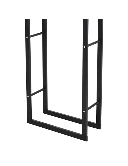 HOMCOM Metal Firewood Log Holder Tall Firewood Rack Indoor Outdoor Fireplace Wood Storage Shelf with Side Rails, Rust-Resistant,