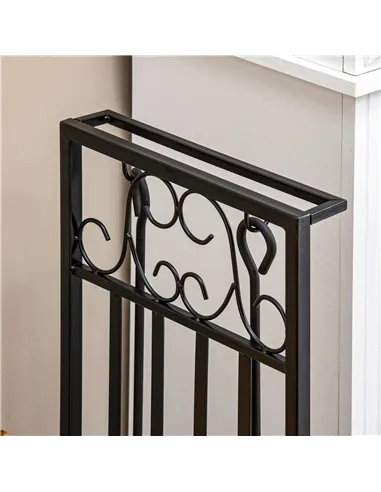 HOMCOM Steel Firewood Log Holder Indoor Outdoor Firewood Rack Fireplace Wood Storage Shelf with 4 Tools, Hooks, Scrolls, Rust-Re