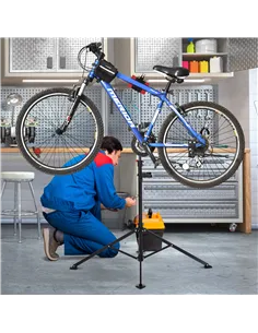 HOMCOM Folding Bike Repair Stand Bicycle Bike Stand For Maintenance Display Cycle Rack with Tool Tray, Height Adjustable 2
