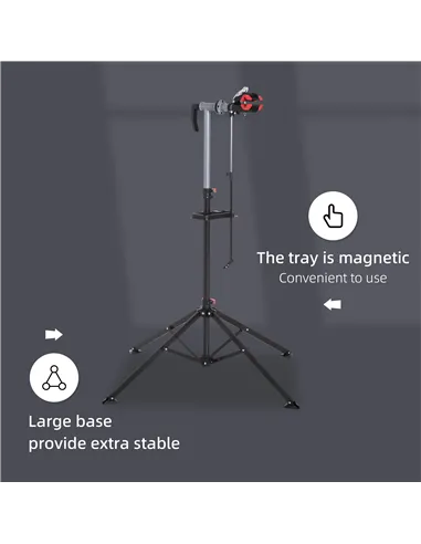 HOMCOM Folding Bike Repair Stand Bicycle Bike Stand For Maintenance Display Cycle Rack with Tool Tray, Height Adjustable