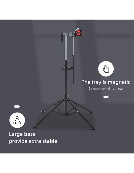 HOMCOM Folding Bike Repair Stand Bicycle Bike Stand For Maintenance Display Cycle Rack with Tool Tray, Height Adjustable