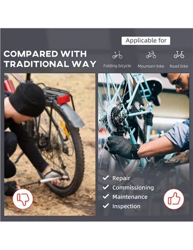 HOMCOM Folding Bike Repair Stand Bicycle Bike Stand For Maintenance Display Cycle Rack with Tool Tray, Height Adjustable