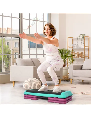 HOMCOM 3-Level Aerobic Step 10/15/20cm Steppers for Exercise Workout w/ Non-Slip Top Compact Stepper Home Office Indoor Outdoor 