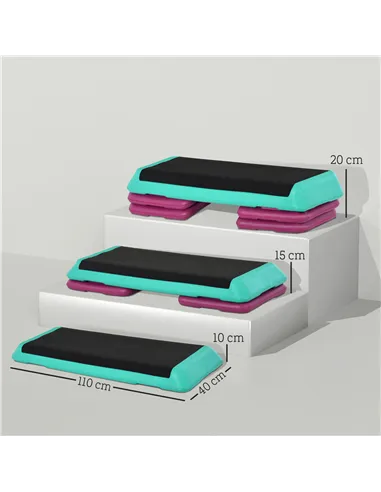 HOMCOM 3-Level Aerobic Step 10/15/20cm Steppers for Exercise Workout w/ Non-Slip Top Compact Stepper Home Office Indoor Outdoor 