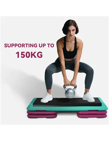 HOMCOM 3-Level Aerobic Step 10/15/20cm Steppers for Exercise Workout w/ Non-Slip Top Compact Stepper Home Office Indoor Outdoor 