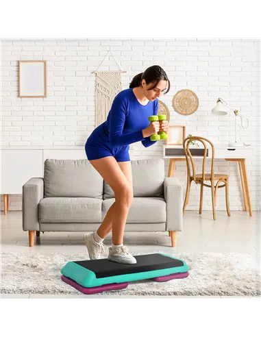 HOMCOM 3-Level Aerobic Step 10/15/20cm Steppers for Exercise Workout w/ Non-Slip Top Compact Stepper Home Office Indoor Outdoor 