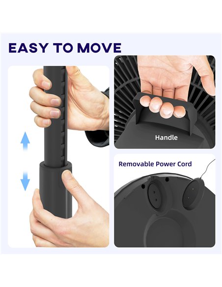 HOMCOM Pedestal Fan with Oscillating, Tilt, Adjustable Height, Black