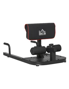 HOMCOM Squat Machine with Push Up Stand, Padded Hip Thrust Bench with Adjustable Cushion for Home Gym Work Out, Black