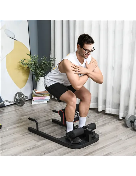 HOMCOM Squat Machine with Push Up Stand, Padded Hip Thrust Bench with Adjustable Cushion for Home Gym Work Out, Black