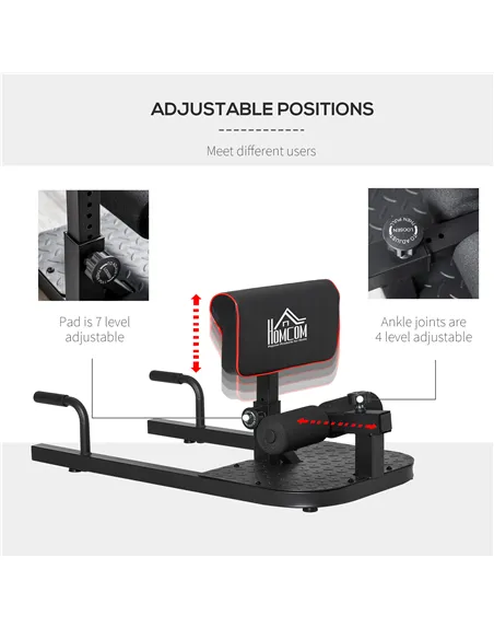 HOMCOM Squat Machine with Push Up Stand, Padded Hip Thrust Bench with Adjustable Cushion for Home Gym Work Out, Black