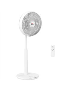 HOMCOM Pedestal Fan with Oscillating, Tilt, Adjustable Height, White