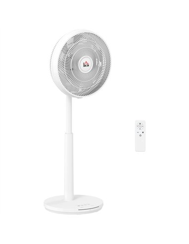 HOMCOM Pedestal Fan with Oscillating, Tilt, Adjustable Height, White