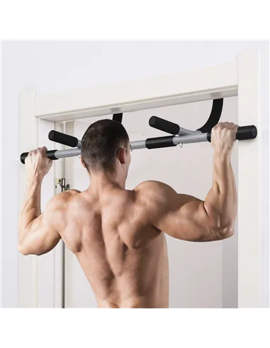 HOMCOM Pull-Up Bar for Doorway, Home Fitness Door Horizontal Push up Bar for Indoor Gym Upper Body Workout, Grey