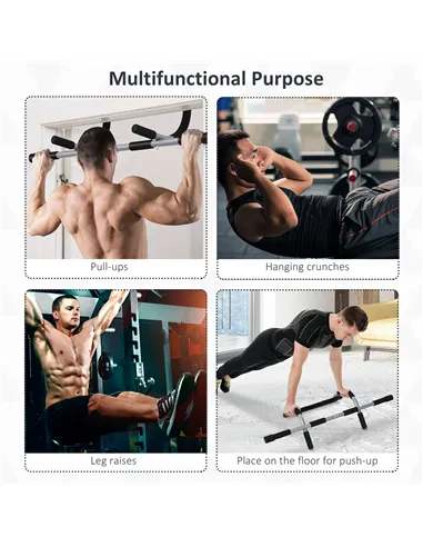 HOMCOM Pull-Up Bar for Doorway, Home Fitness Door Horizontal Push up Bar for Indoor Gym Upper Body Workout, Grey