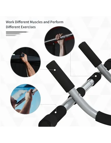 HOMCOM Pull-Up Bar for Doorway, Home Fitness Door Horizontal Push up Bar for Indoor Gym Upper Body Workout, Grey