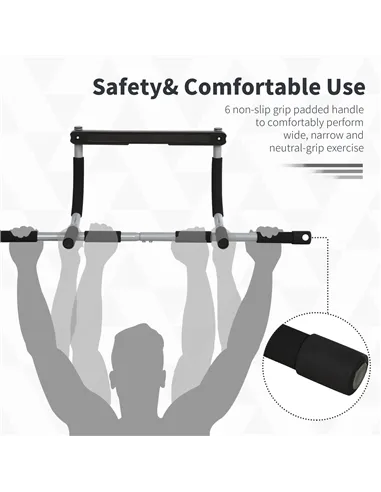 HOMCOM Pull-Up Bar for Doorway, Home Fitness Door Horizontal Push up Bar for Indoor Gym Upper Body Workout, Grey