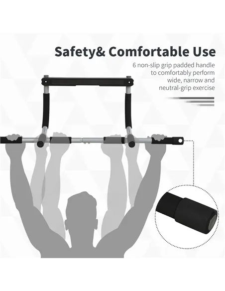 HOMCOM Pull-Up Bar for Doorway, Home Fitness Door Horizontal Push up Bar for Indoor Gym Upper Body Workout, Grey
