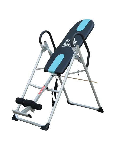 HOMCOM Foldable Gravity Inversion Table Back Therapy Home Fitness Bench Black