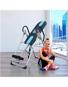 HOMCOM Foldable Gravity Inversion Table Back Therapy Home Fitness Bench Black 2