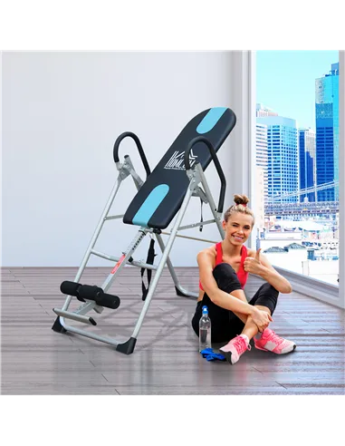 HOMCOM Foldable Gravity Inversion Table Back Therapy Home Fitness Bench Black