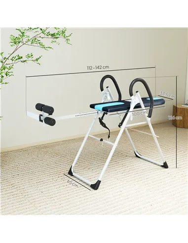 HOMCOM Foldable Gravity Inversion Table Back Therapy Home Fitness Bench Black