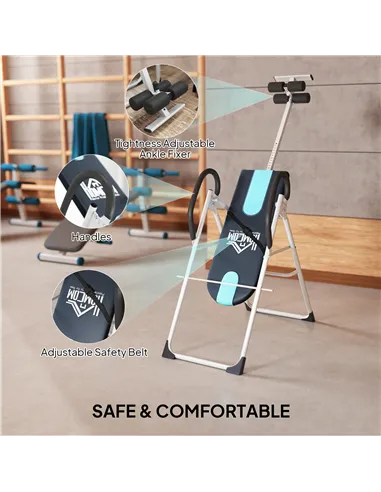 HOMCOM Foldable Gravity Inversion Table Back Therapy Home Fitness Bench Black