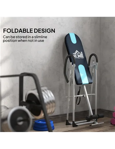 HOMCOM Foldable Gravity Inversion Table Back Therapy Home Fitness Bench Black