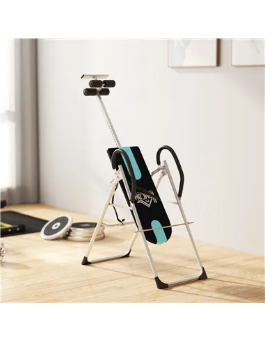 HOMCOM Foldable Gravity Inversion Table Back Therapy Home Fitness Bench Black