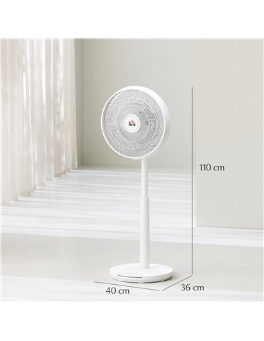 HOMCOM Pedestal Fan with Oscillating, Tilt, Adjustable Height, White