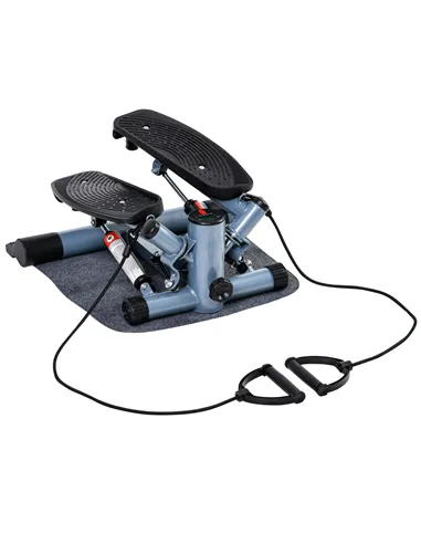 HOMCOM Mini Stepper Step Machine with Resistance Bands and Cushion Mat for Leg Arm Full Body Training Fitness Stair Stepper