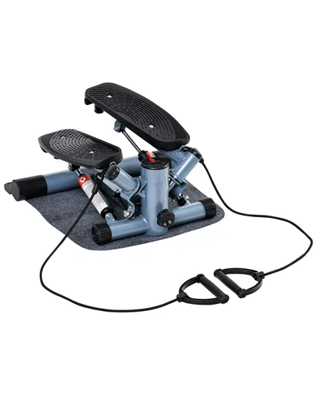 HOMCOM Mini Stepper Step Machine with Resistance Bands and Cushion Mat for Leg Arm Full Body Training Fitness Stair Stepper