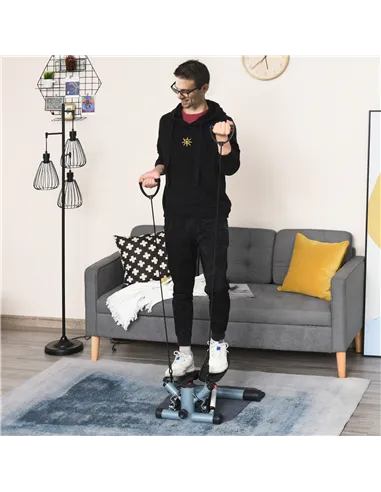 HOMCOM Mini Stepper Step Machine with Resistance Bands and Cushion Mat for Leg Arm Full Body Training Fitness Stair Stepper