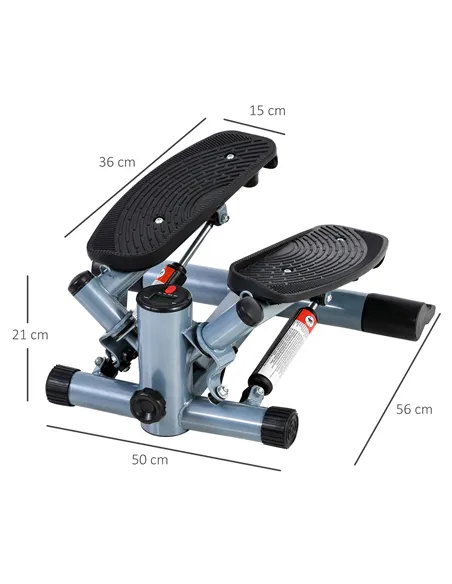 HOMCOM Mini Stepper Step Machine with Resistance Bands and Cushion Mat for Leg Arm Full Body Training Fitness Stair Stepper