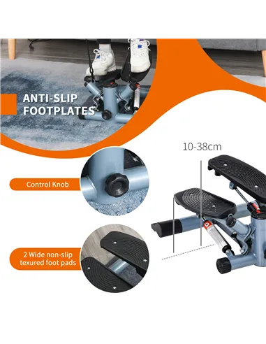 HOMCOM Mini Stepper Step Machine with Resistance Bands and Cushion Mat for Leg Arm Full Body Training Fitness Stair Stepper