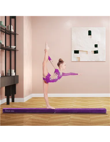 HOMCOM 2.4M 8FT Gymnastics Folding Balance Beam Home Gym Training Exercise Sports - Purple