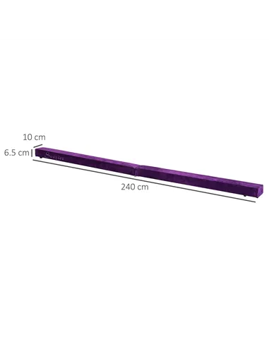 HOMCOM 2.4M 8FT Gymnastics Folding Balance Beam Home Gym Training Exercise Sports - Purple