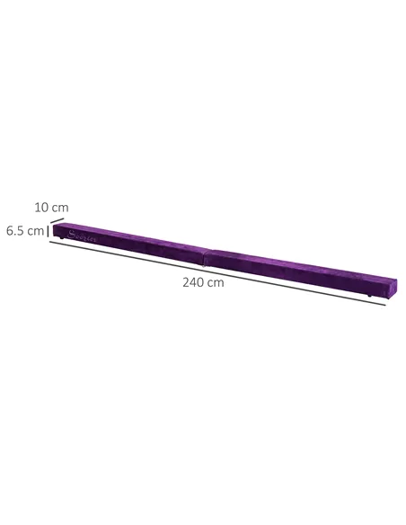 HOMCOM 2.4M 8FT Gymnastics Folding Balance Beam Home Gym Training Exercise Sports - Purple