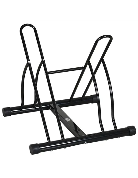 HOMCOM 2 Bike Floor Parking Stand Rack Indoor Outdoor Ground Reversible - Black